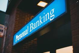 Illuminated sign showing Personal Banking.